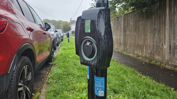 Picture of EV charging bays on grass verge in Hassocks - Woodsland road